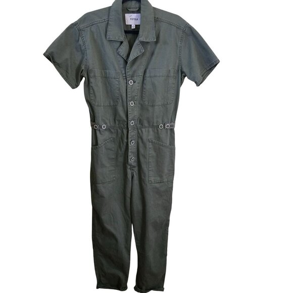 Pistola NWOT Grover Jumpsuit Colonel Green Cotton Snap Button Closure Size M - Picture 2 of 12